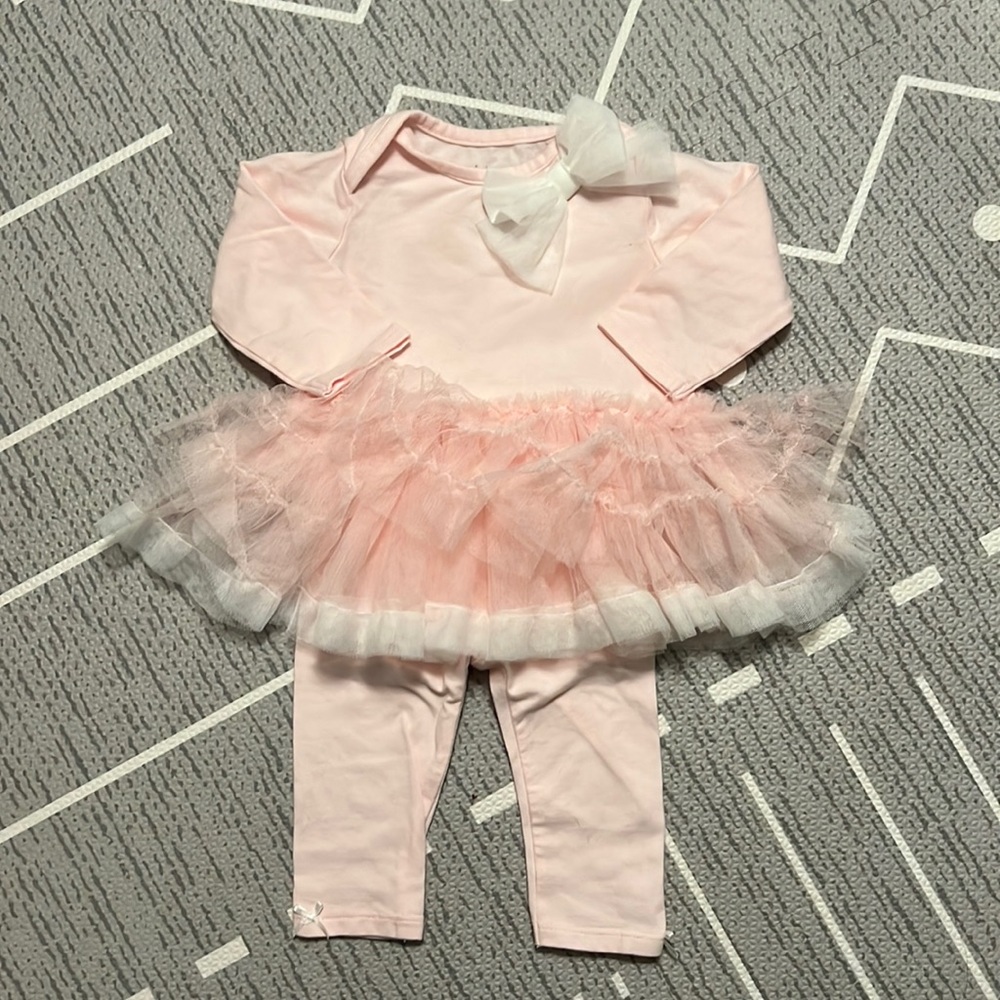 First Impressions Baby Girls 2-Pc. Tutu Top & Leggings Set- 3-6M